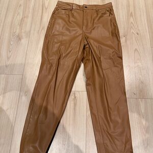 Zara Tan Faux Leather Trousers